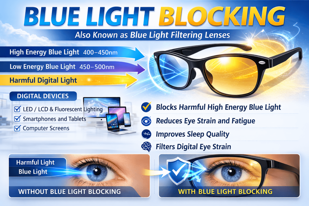 Blue light blocking lens
