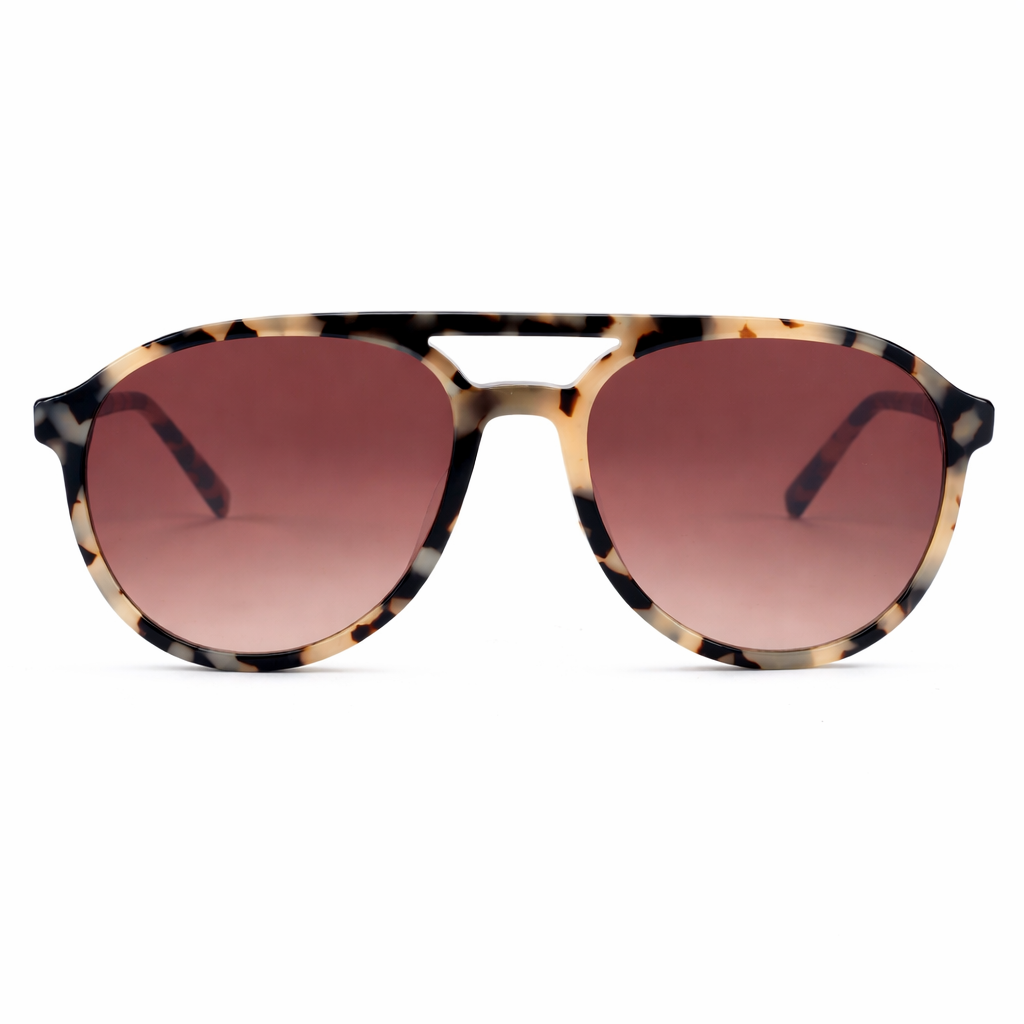 Aviator tortoiseshell sunglasses on white background