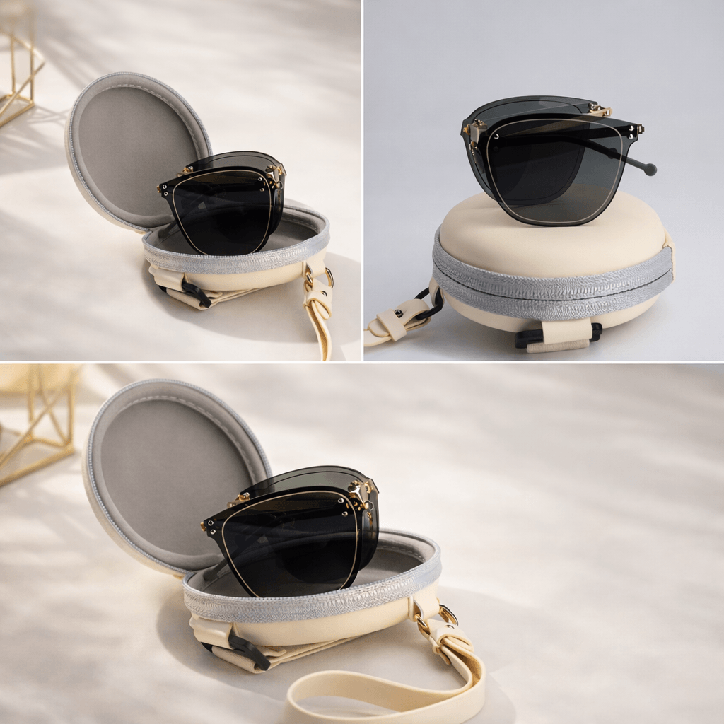 Foldable sunglasses with case
